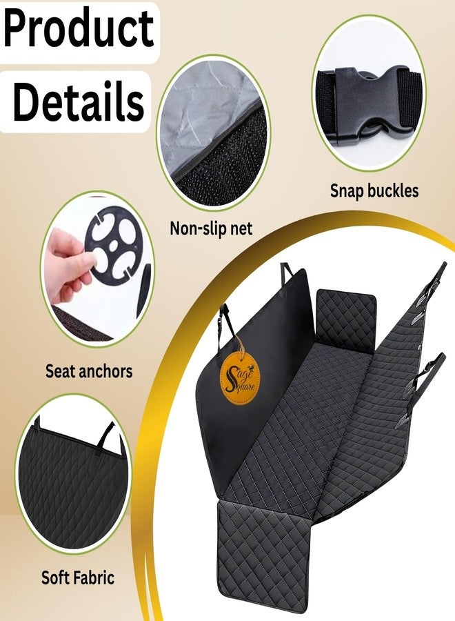 Sage Square Waterproof Cat Car Seat Cover for Backseat | Scratchproof & Mud-Resistant Hammock Style Pet Travel Mat | Safety Anchors, Storage Pockets & Side Flaps Seat Protector - Image 4